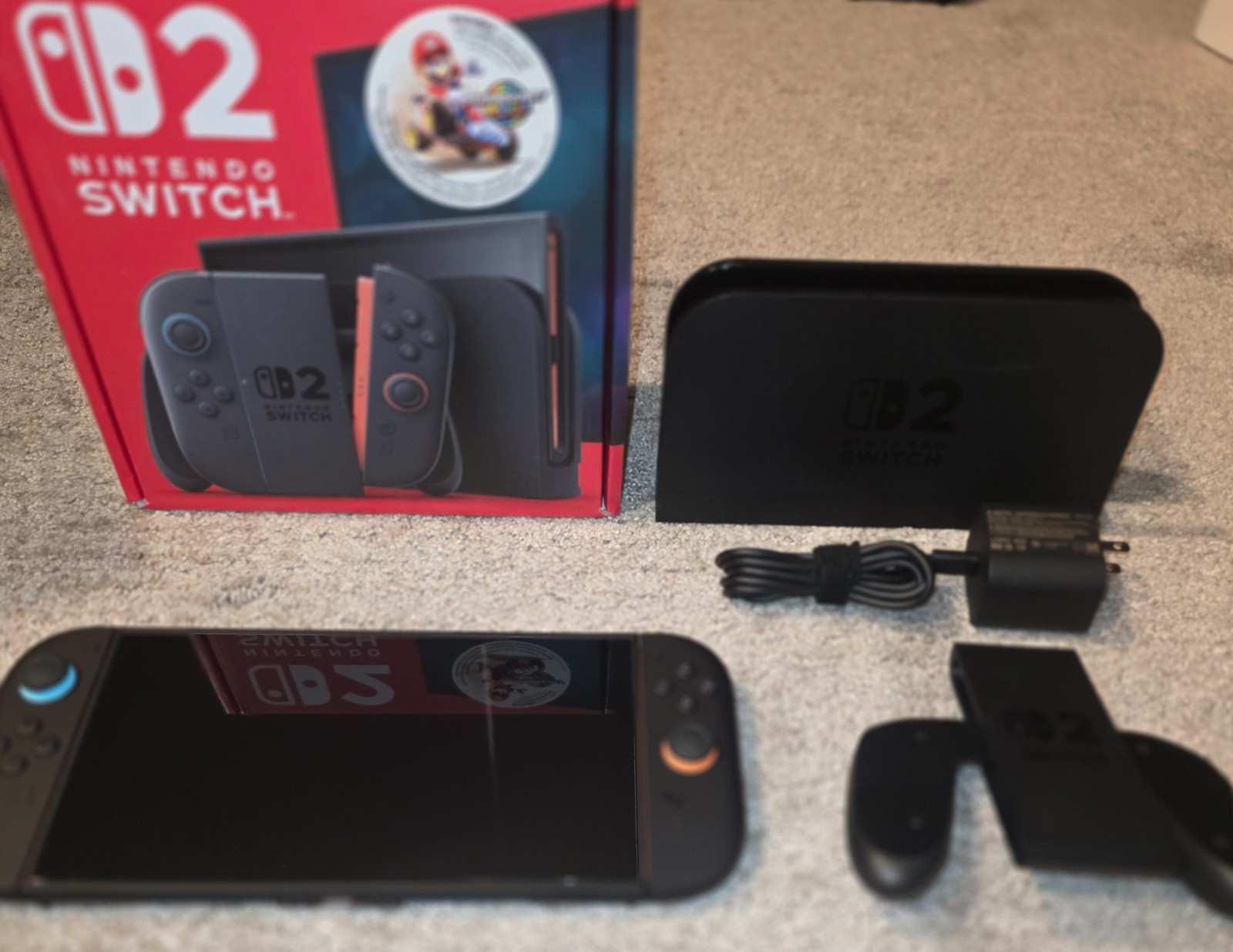 Nintendo Switch 2 with Original Box, dock, charging cable, controller grip