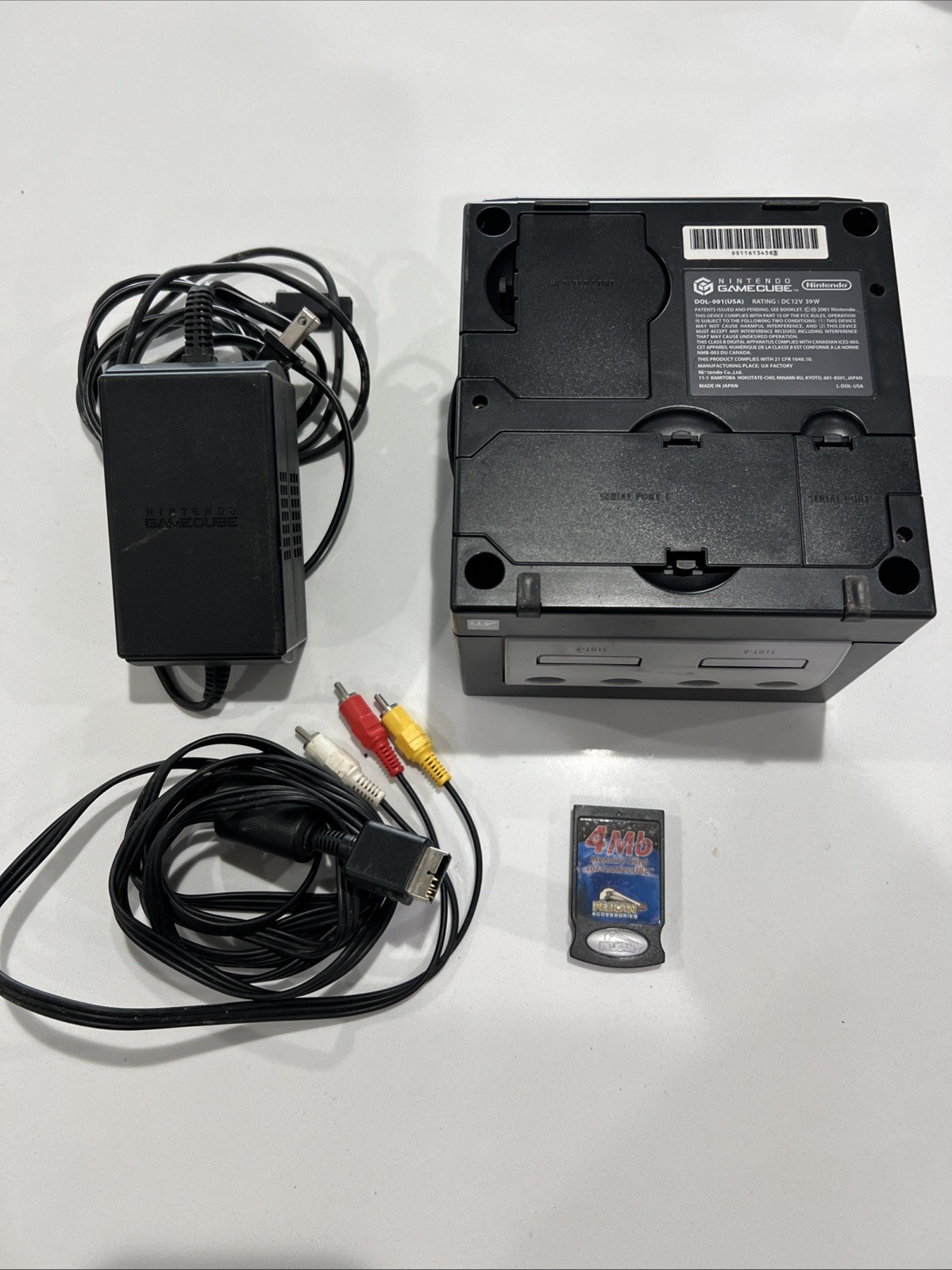 Nintendo DOLSKB GameCube 4 MB Memory Card And Plugs Jet Black Console