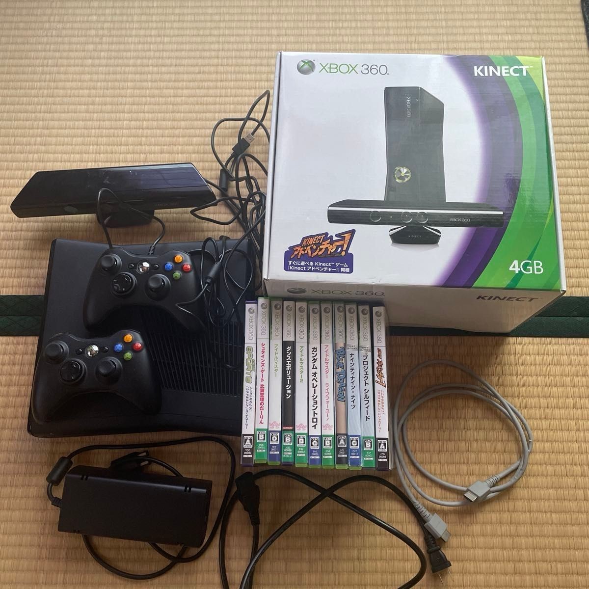 Xbox 360 4GB Console Kinect Bundle 11 Games 2 Controllers Tested From Japan