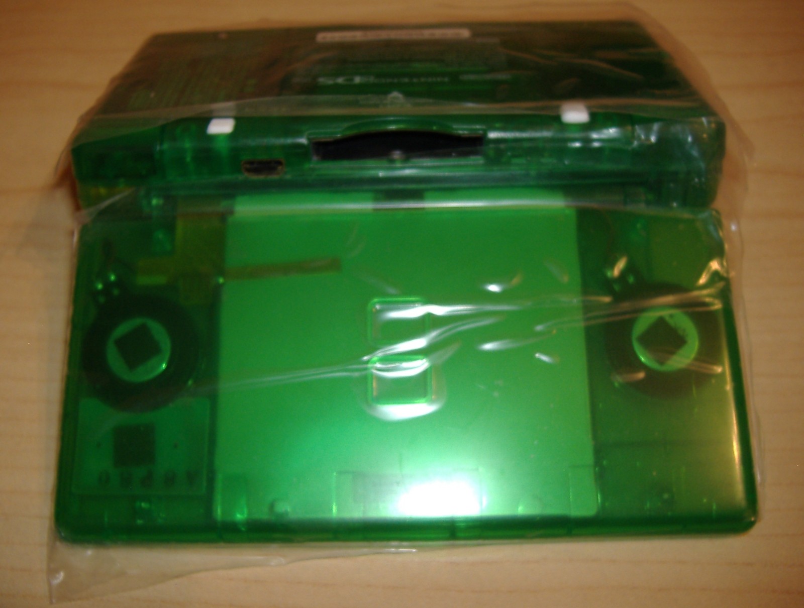 NINTENDO DS LITE TRANSPARENT GREEN NEW SHELL NEW DIGITIZER + USED OEM CHARGER