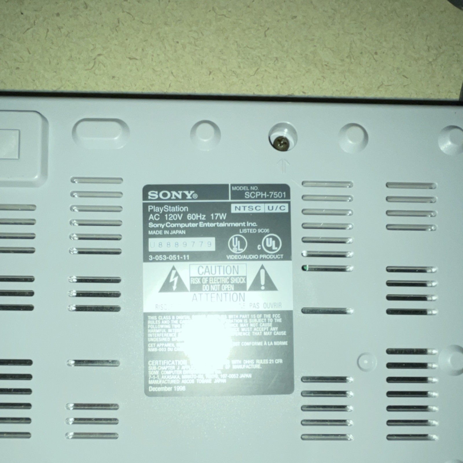 Sony PlayStation SCPH-7501 Console NTSC-U/C Gray AC Power 1998