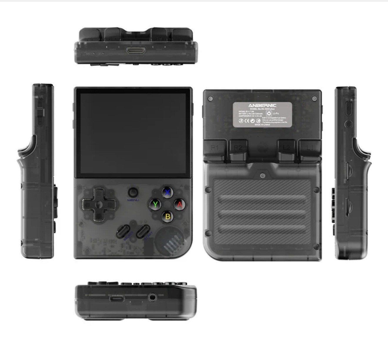 RG35XX Plus | Dual 32+256GB muOS Jacaranda | Black Transparent | Power On & Play