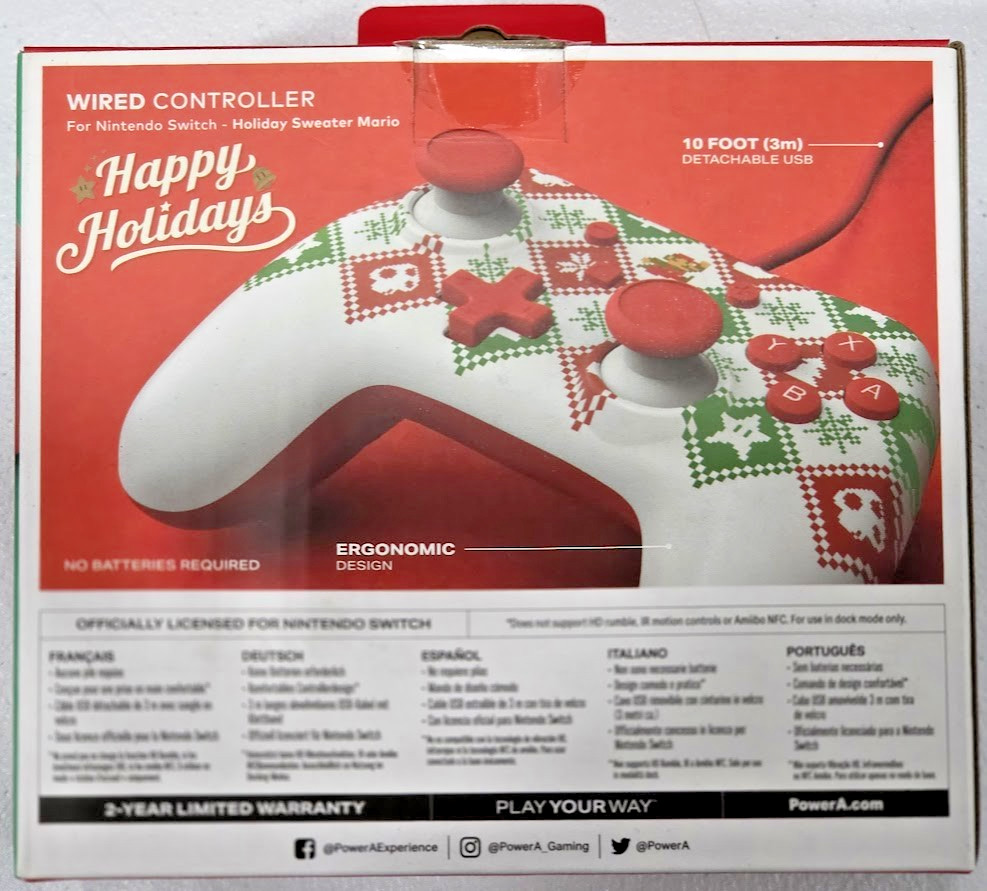 PowerA Advantage Wired Controller (Mario Holiday Sweater) Switch New Special