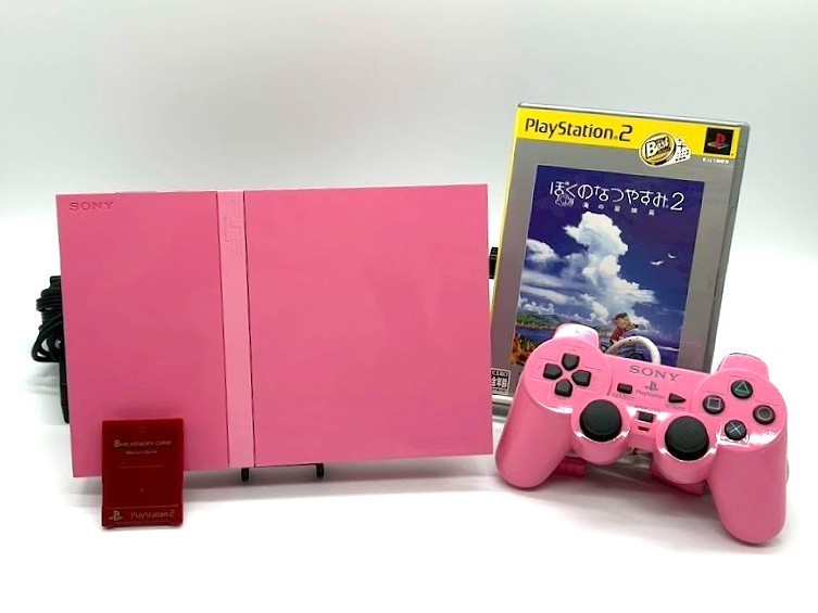 SONY Playstation2 PS2 Slim Console SCPH-77000 PK Controller Game NTSC-J #510