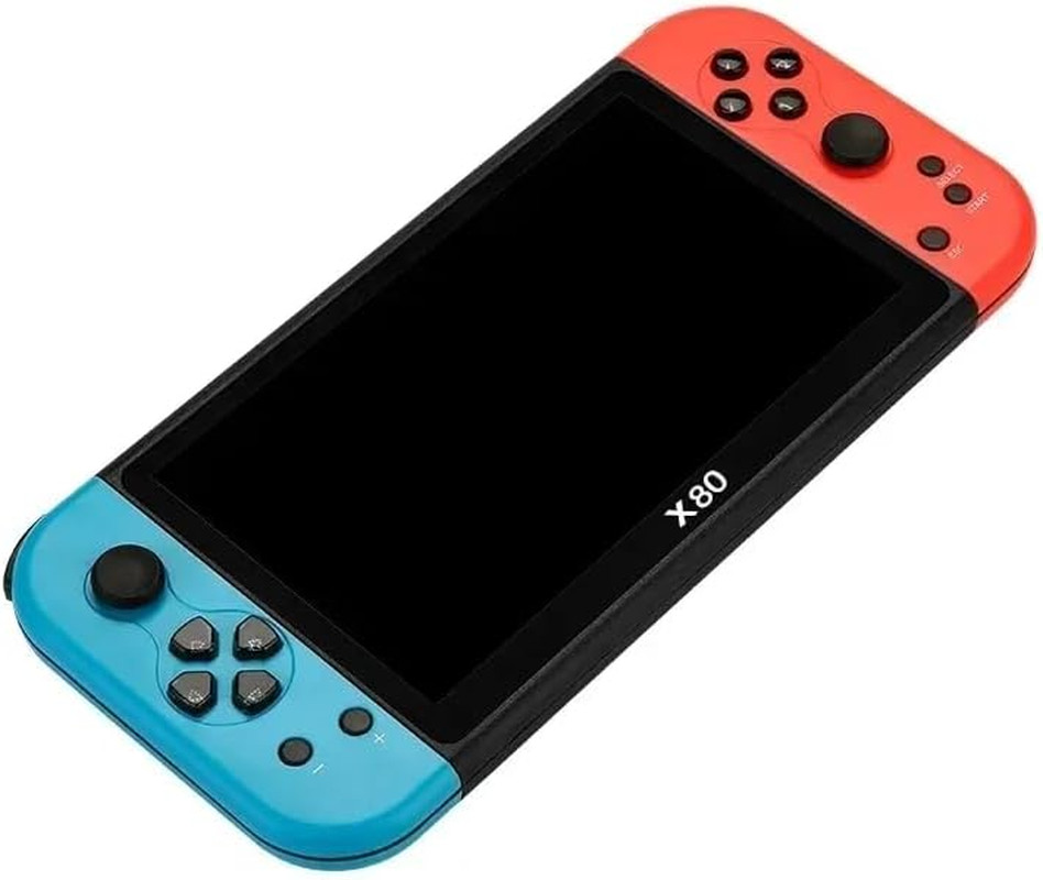 New X80 Bluered Handheld Game Console 16Gb Build in Many Games 7 Inch HD Output