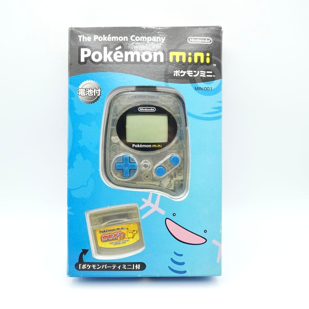 Pokemon Mini Wooper Blue Console + Software Set w/Box Used from Japan