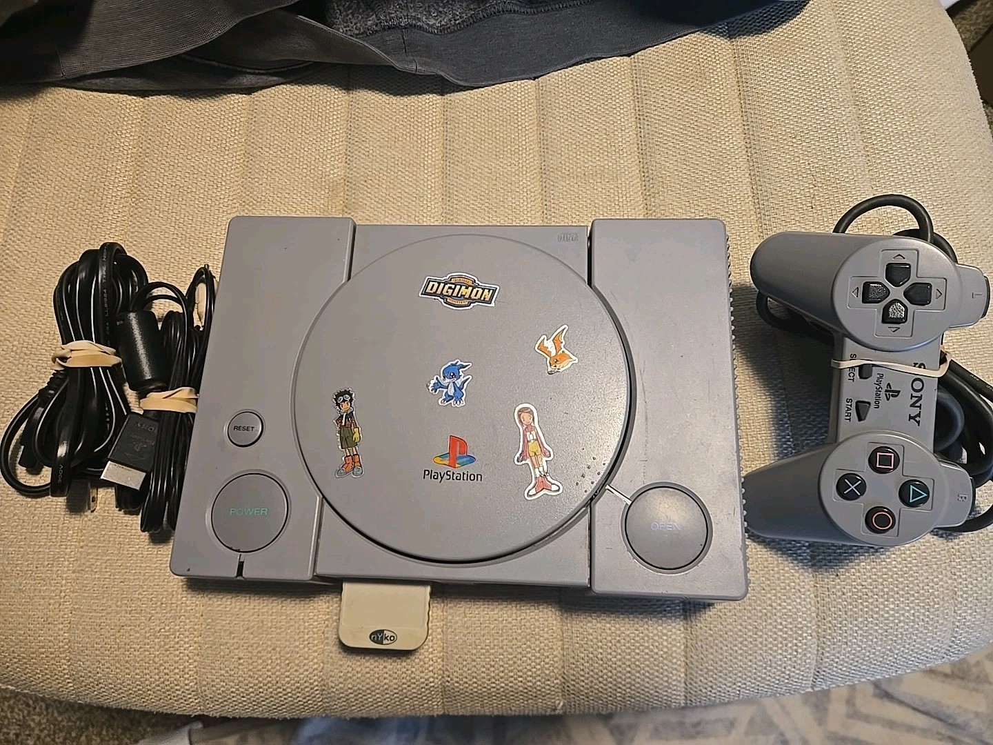 Sony PlayStation 1 Video Game Console – Gray With A Memory Card