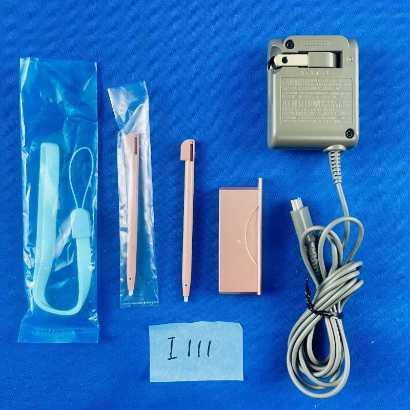 Nintendo DS Lite Metallic Rose Console Good Condition w Box Charger Strap #63
