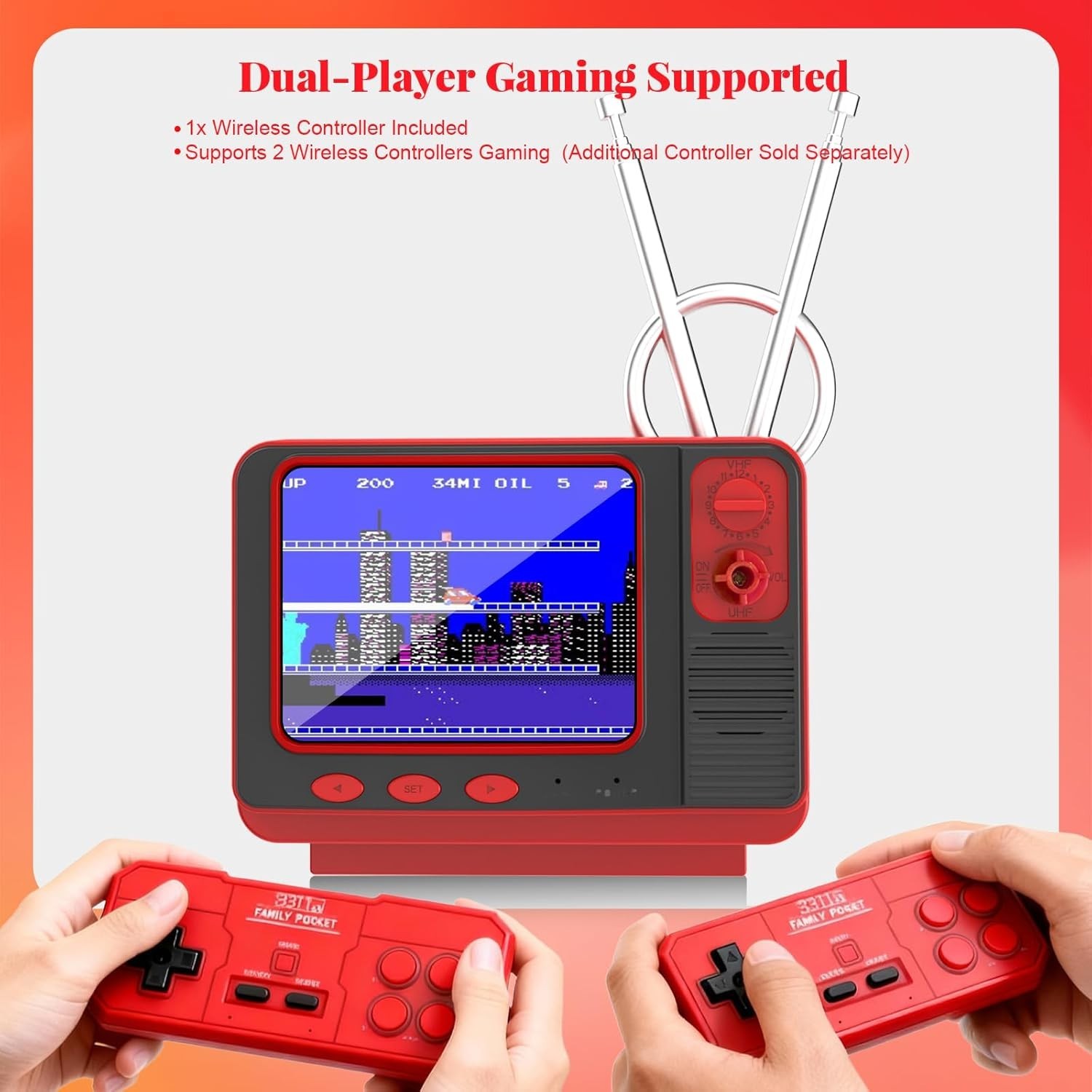 Retro Game Console – JALECO + 168 Classic Games, 2.4G Wireless 2-Player, 3.0 …