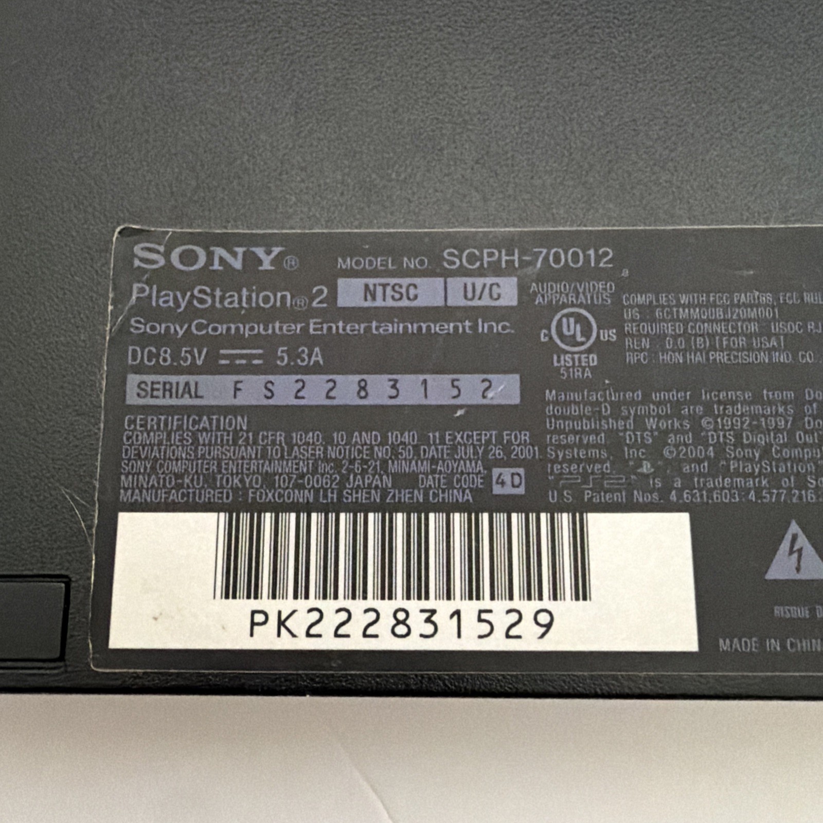 Sony PlayStation 2 PS2 Slim – SCPH-70012 – Console,controller & Cords – Tested