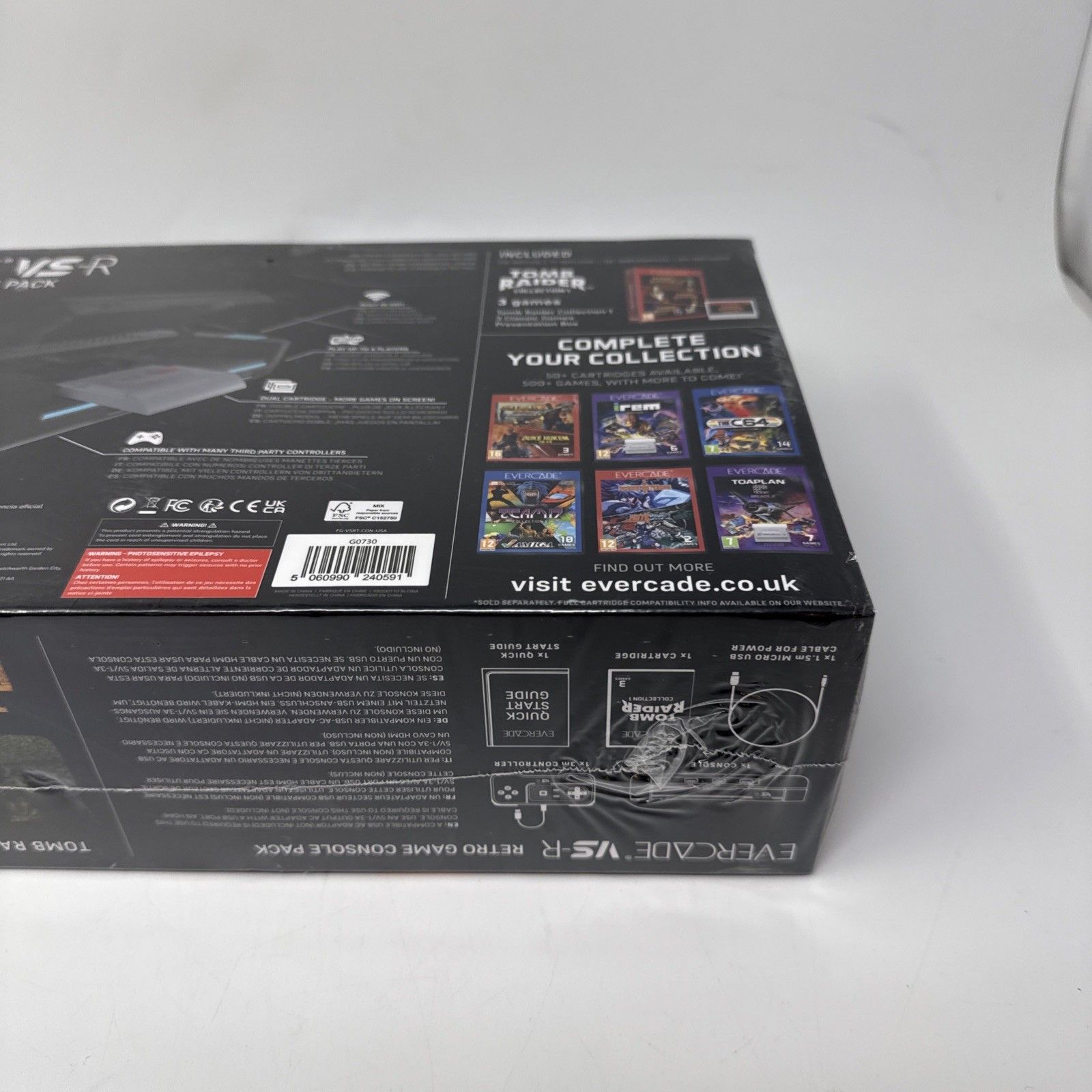 Limited Edition Blaze Evercade VS-R Console with Tomb Raider 1 2 & 3 Box Damage
