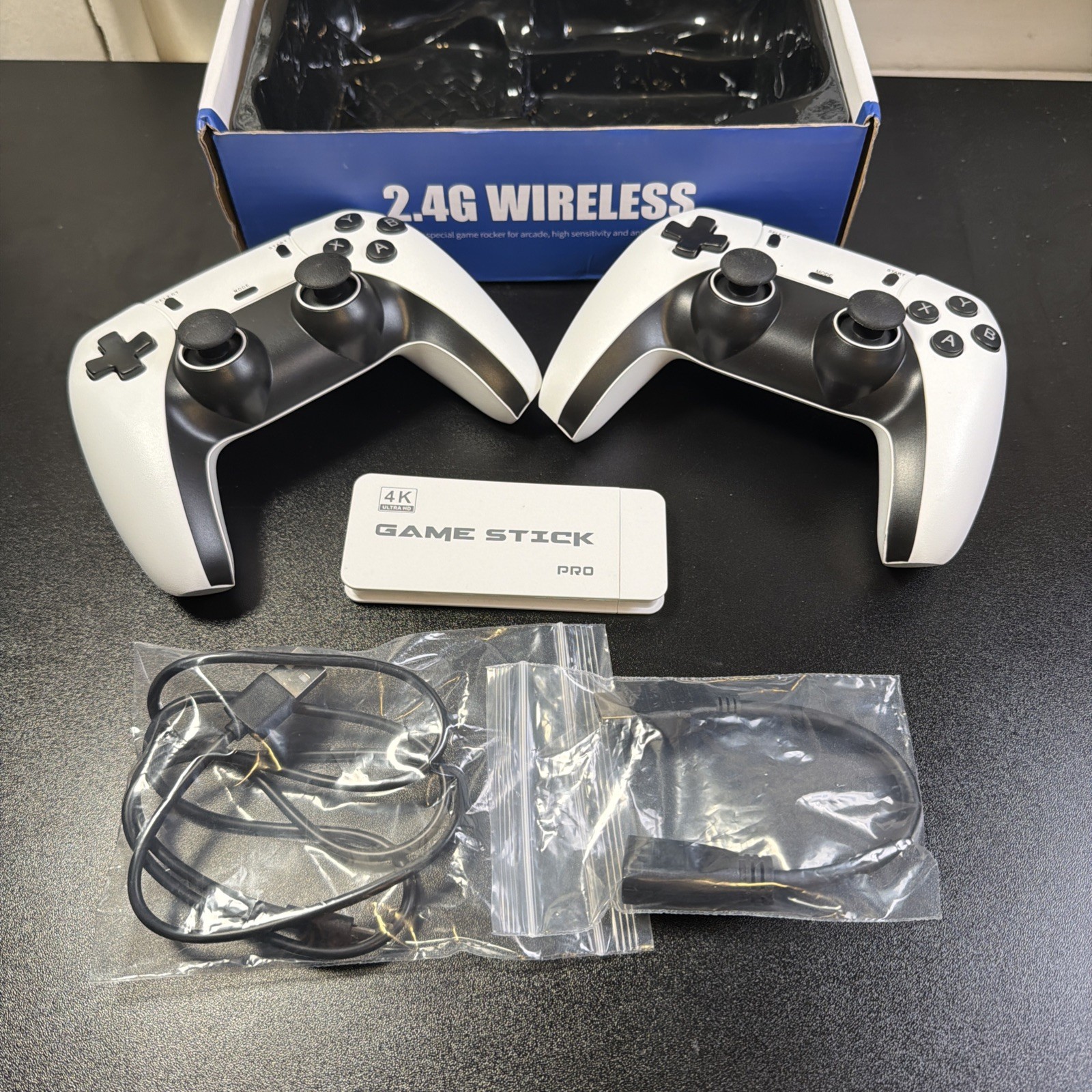 2.4G Wireless Retro Game Console Stick With Two Controllers Open Box