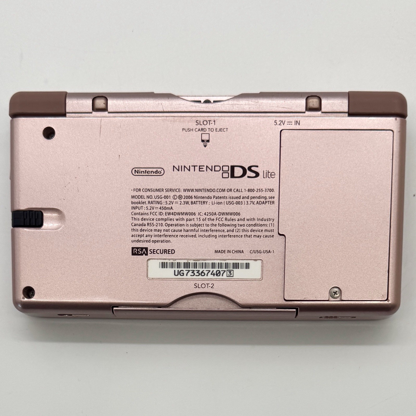 Nintendo DS Lite Handheld Game Console – Metallic Rose w/ Stylus & Charger