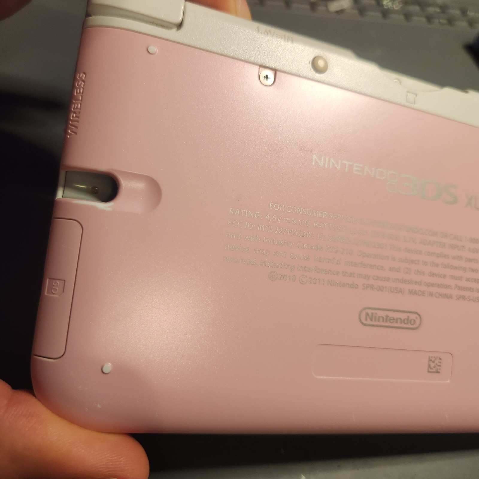 Nintendo 3DS XL White & Pink Handheld System w/Charger FREE Ship!