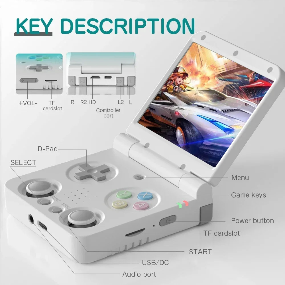 MIYOO FLIP V2 Handheld Game Players 3.5” IPS Screen Linux System Onion OS Video