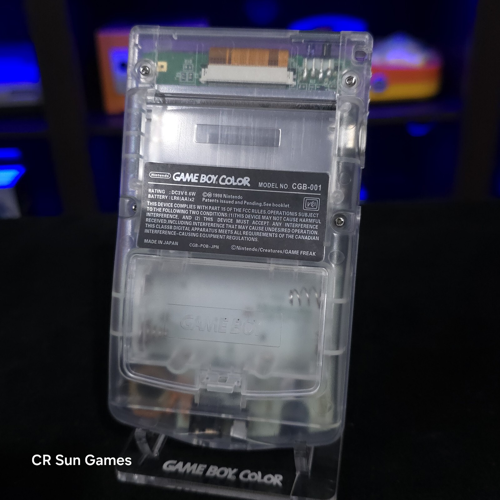 Clear Gameboy Color Console OLED Touch Screen GBC Game Boy