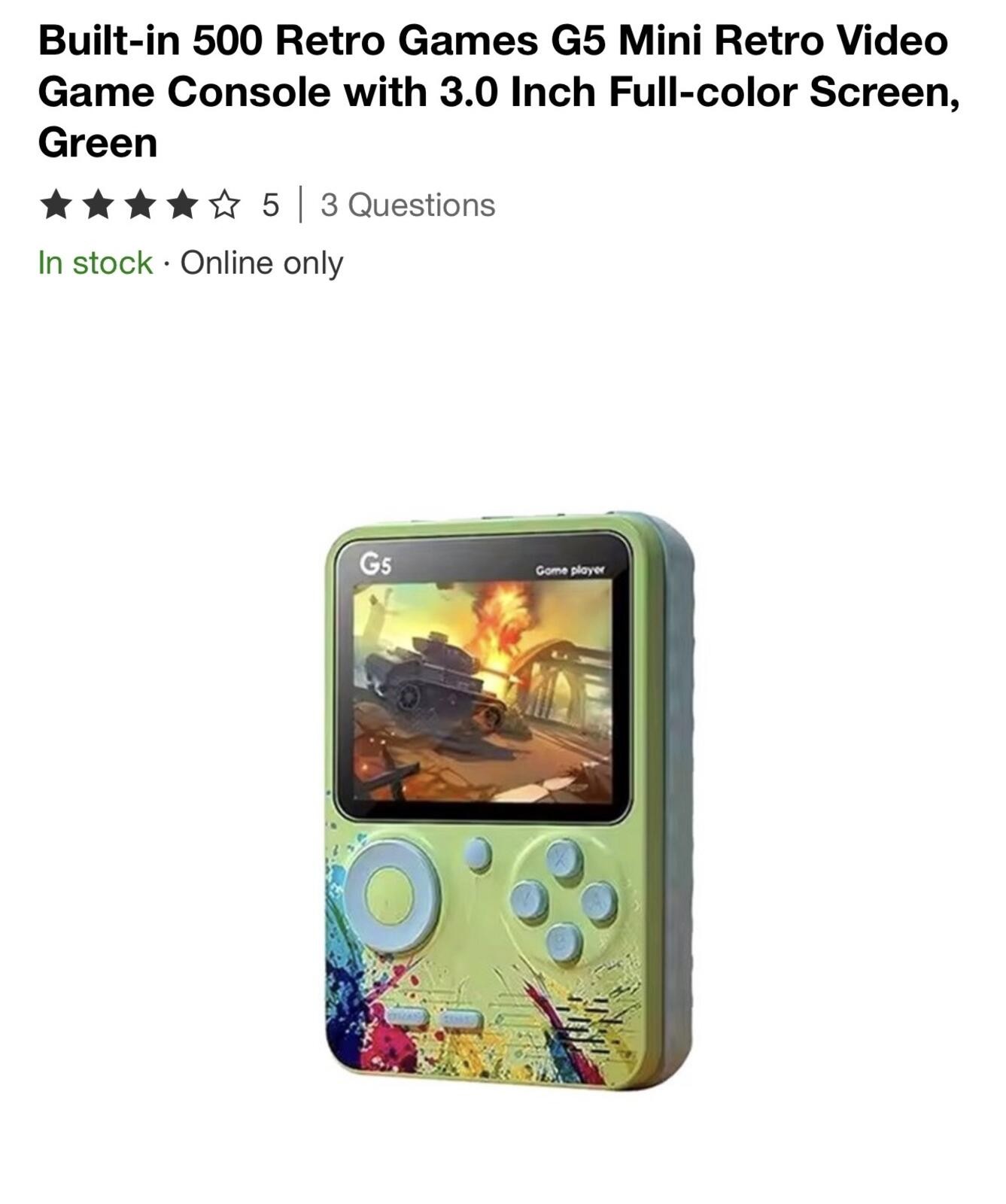 Built-in 500 Retro Games G5 Mini Retro Video Game Console Blue