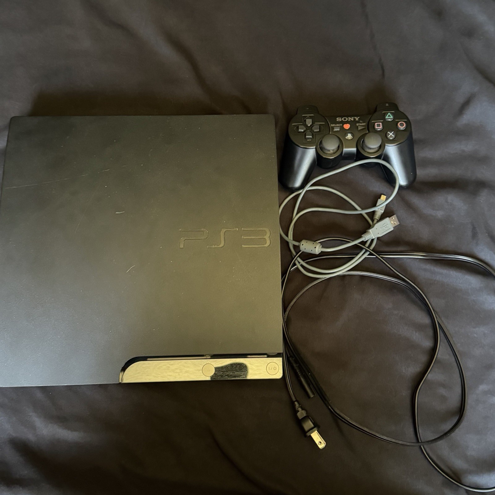 J41Lbr0k3n PS3 Slim Black Console W/ 2 Controllers, HDMI & Power Cable!