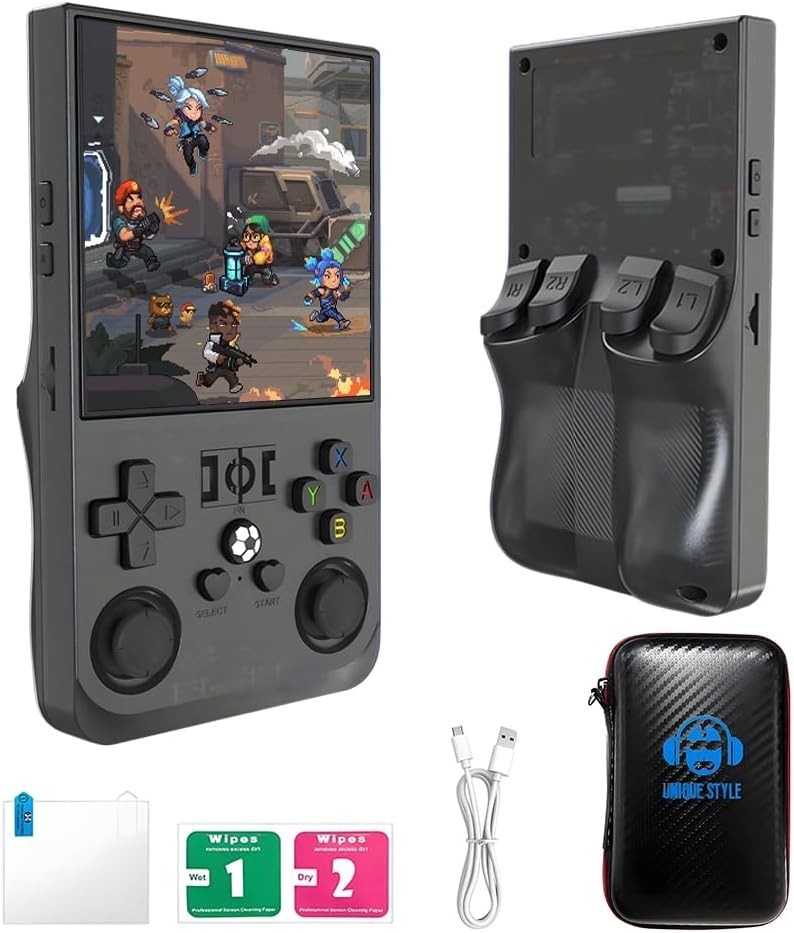 R36MAX Retro Handheld Game Console, 64GB Built-in Games, 4.0″ IPS Screen, Sav…
