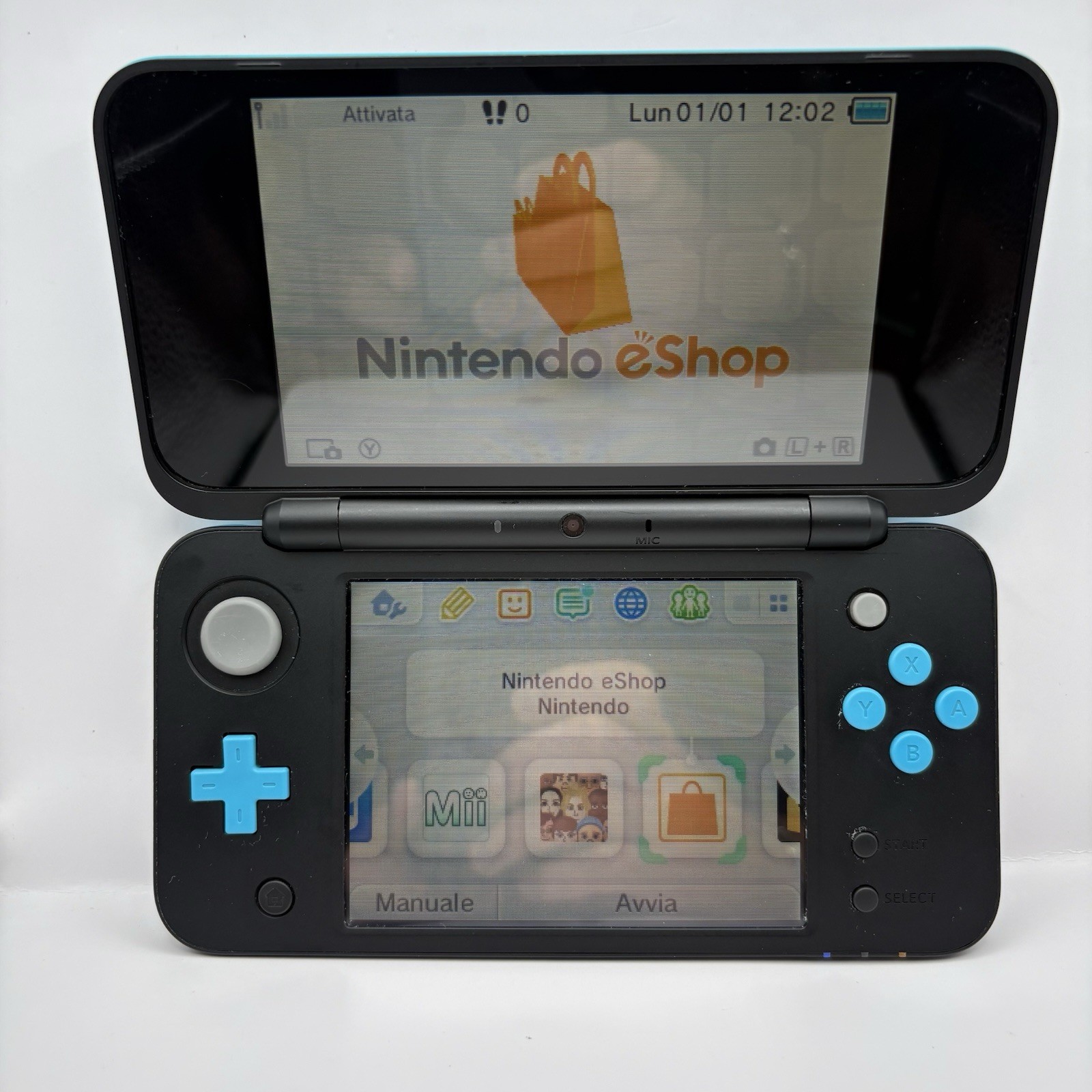 NEW NINTENDO 2DS XL 4GB BOXED – BLACK/TURQUOISE + ACCESSORIES