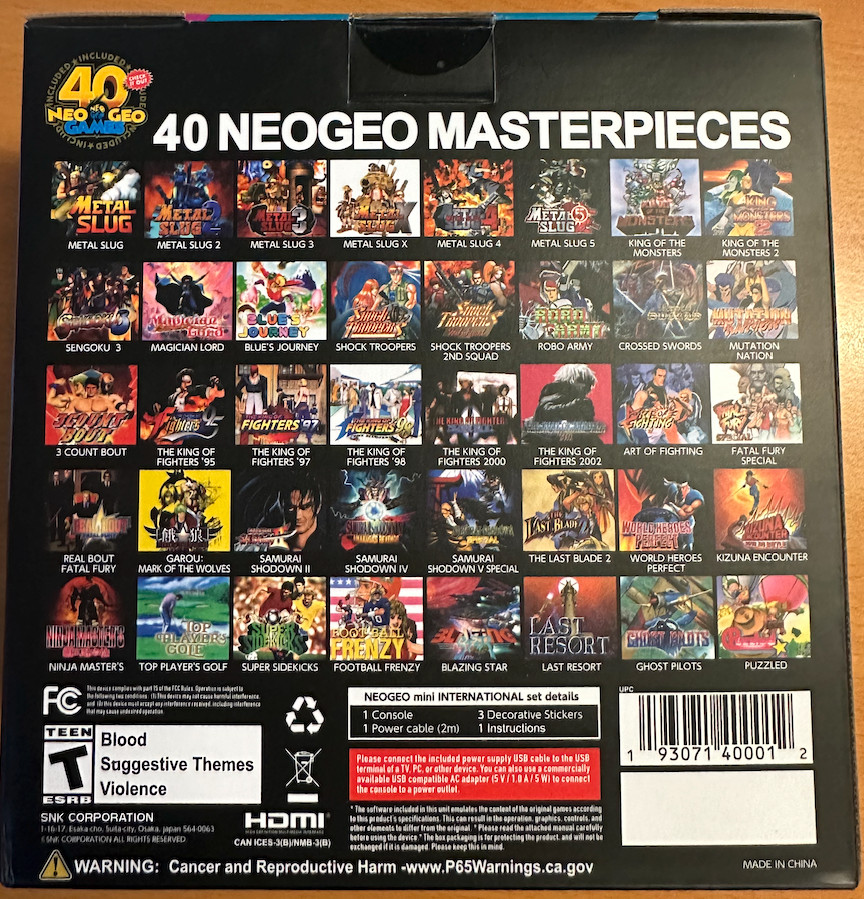 NEOGEO Mini International Classic SNK 40th Anniversary Brand New