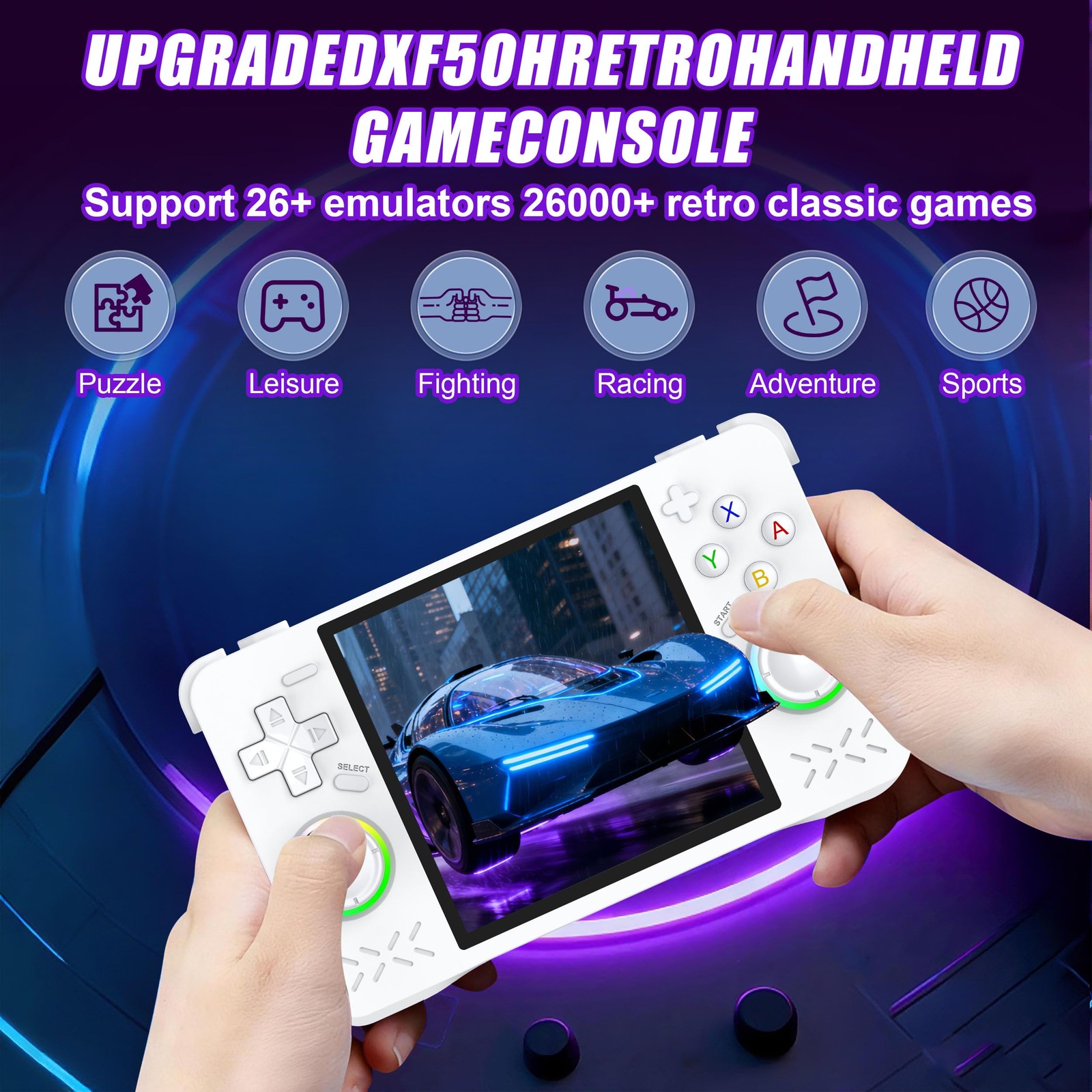 XF40H Handheld Game Console, Retro Gaming Console with 4.0 Inch 4K HD IPS