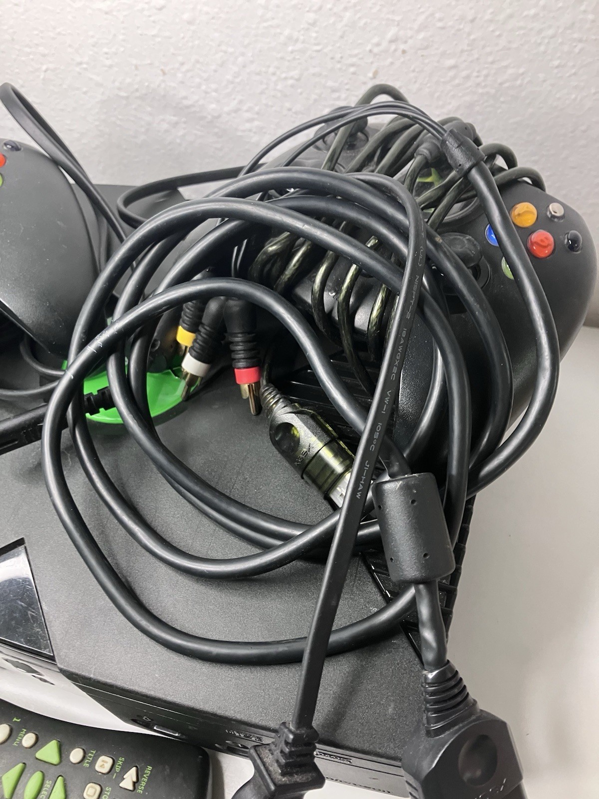 Original Microsoft Xbox Console Controllers Cables Remote Partially Tested READ