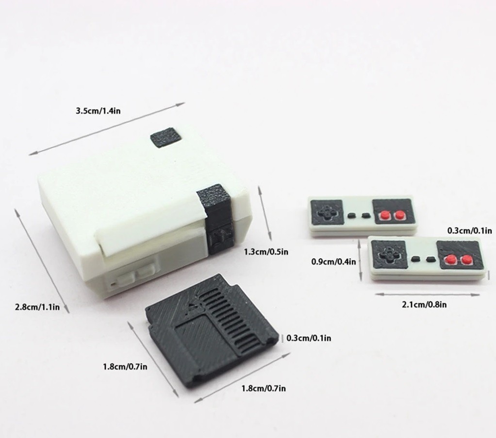 Dollhouse Retro Game Console 2 Controllers and Cartridge 1/12 Scale