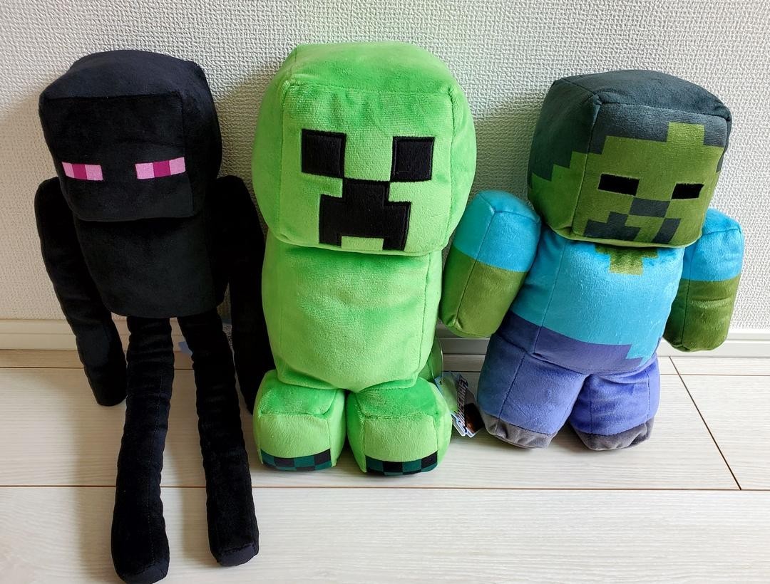 FuRyu Minecraft Plush Enderman Zombie Creeper Set of 3 Japan New