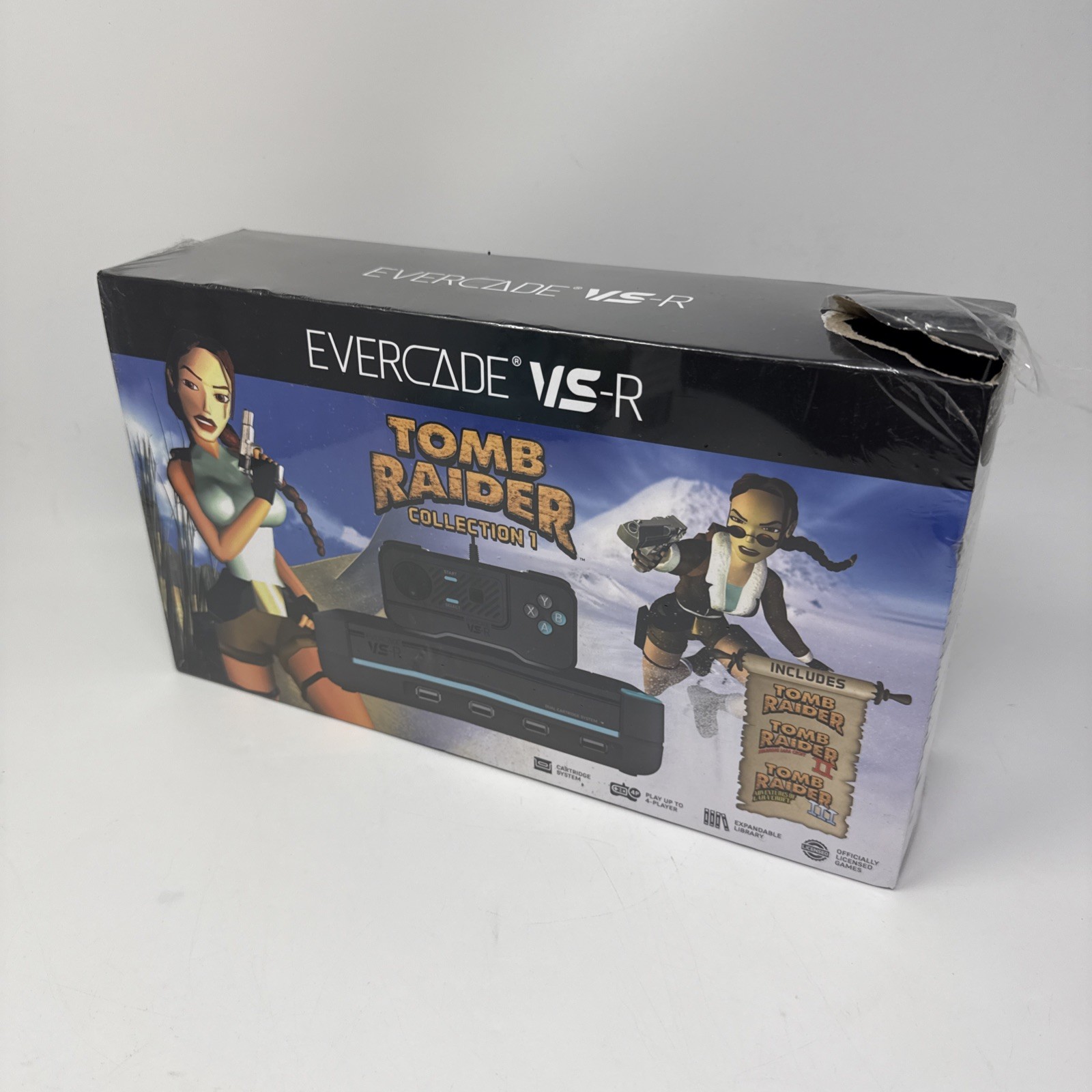 Limited Edition Blaze Evercade VS-R Console with Tomb Raider 1 2 & 3 Box Damage