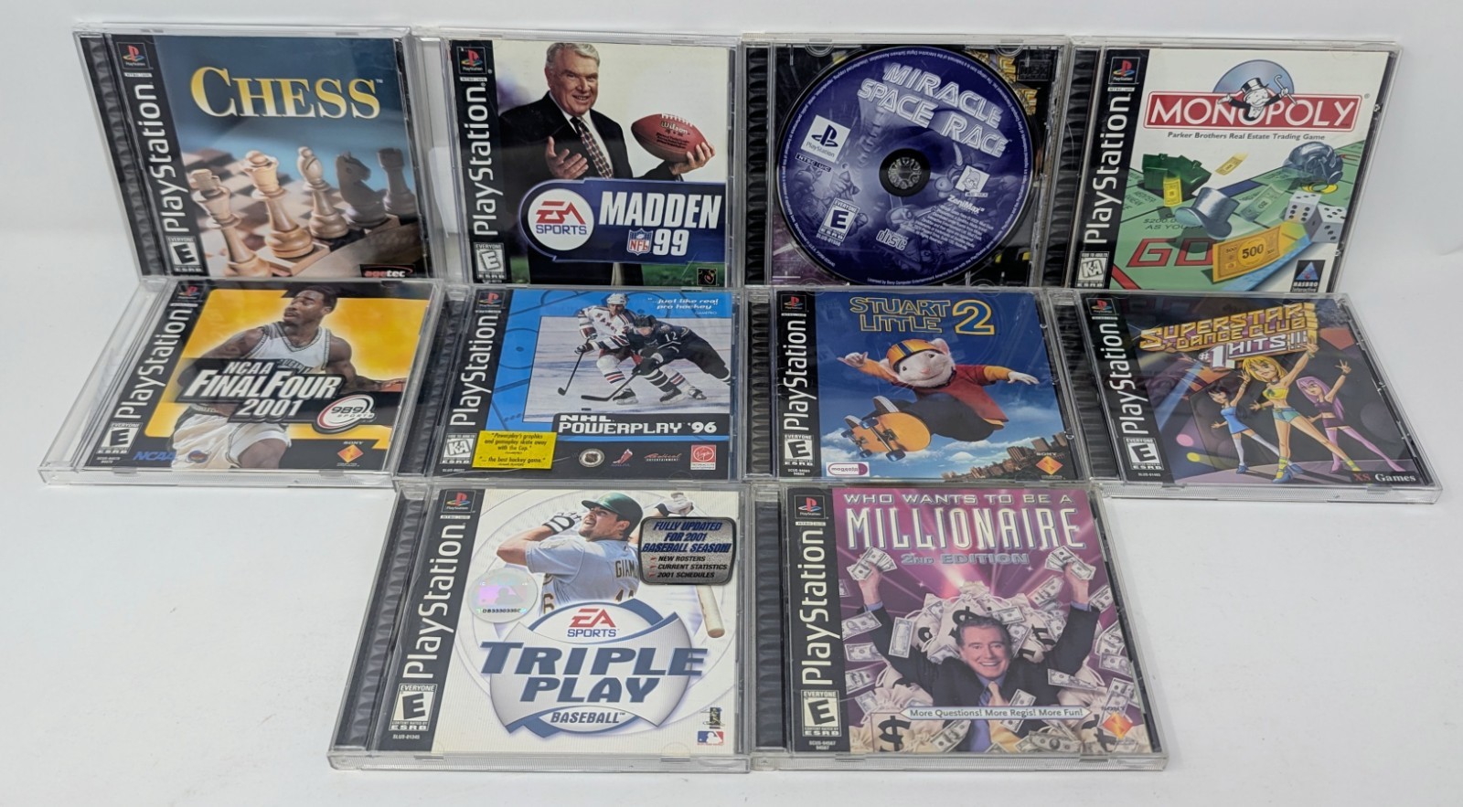 Sony PlayStation 1 PS1 Console Bundle w 10 Games- Madden 99, Space Race, Tested!