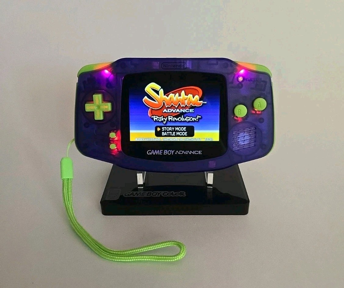 Game Boy Advance GBA Console LED IPS Mods Clear Grape