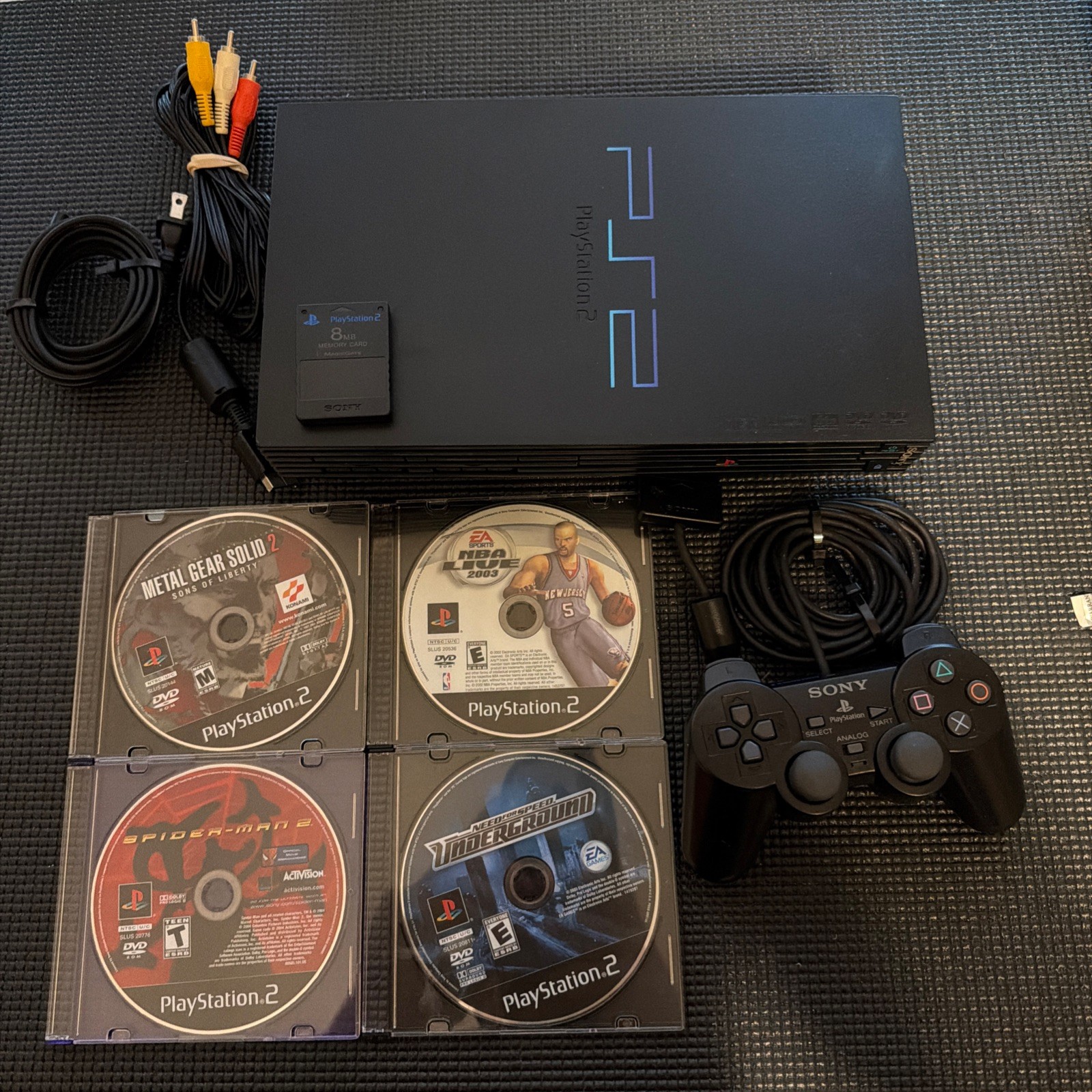 Sony PlayStation 2 Fat Ps2 SCPH-30001 Console Bundle Tested Works 4 Games!