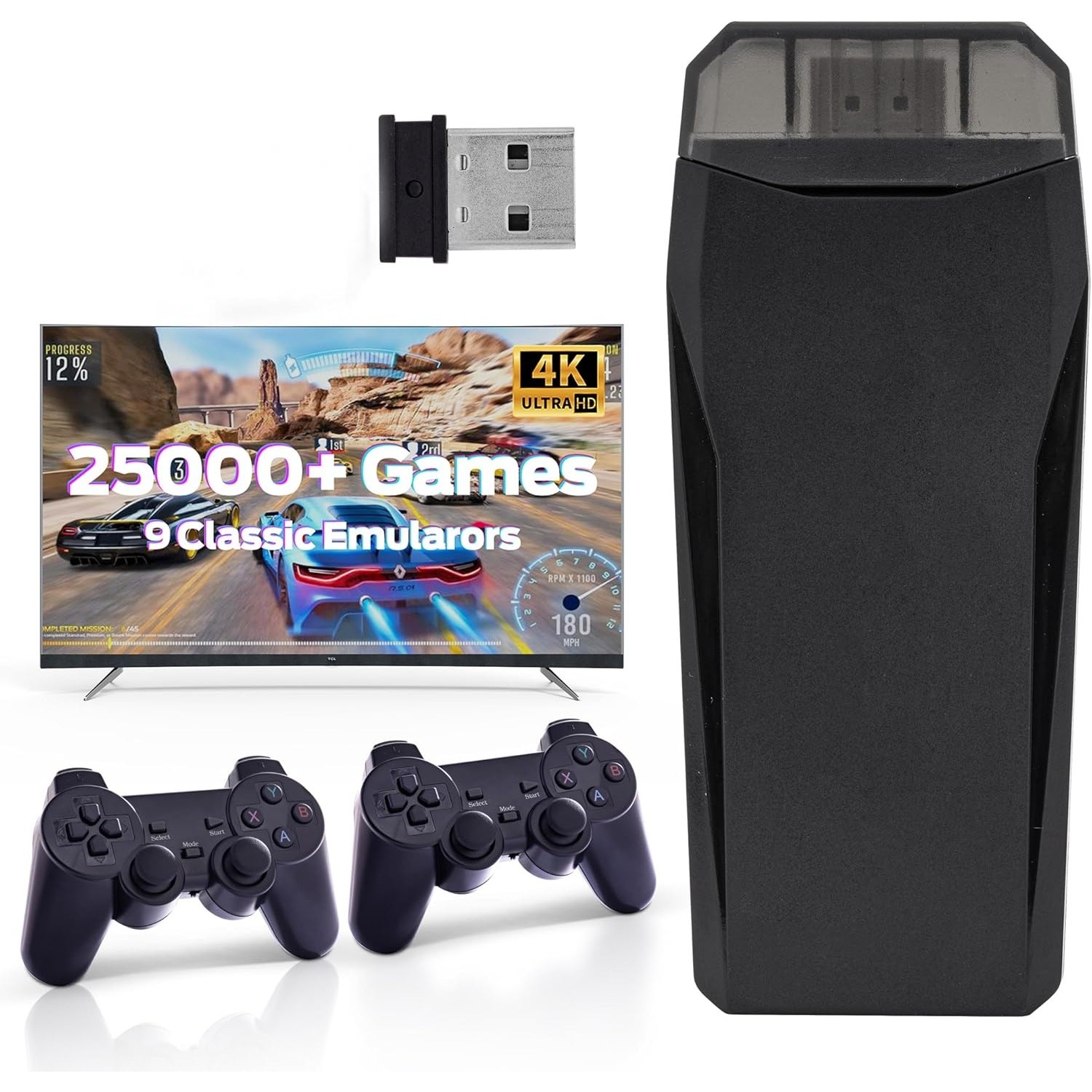 Wireless Retro Game Console 25000 Games 4K HDMI 9 Emulators Dual 2.4GHz