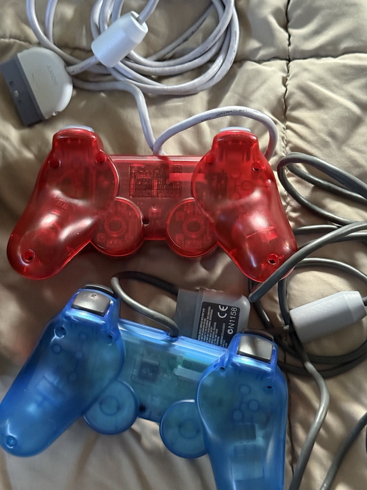 Sony PlayStation 2 SCPH-39001 Console w/ Red & Blue Controllers, 8MB Memory Card