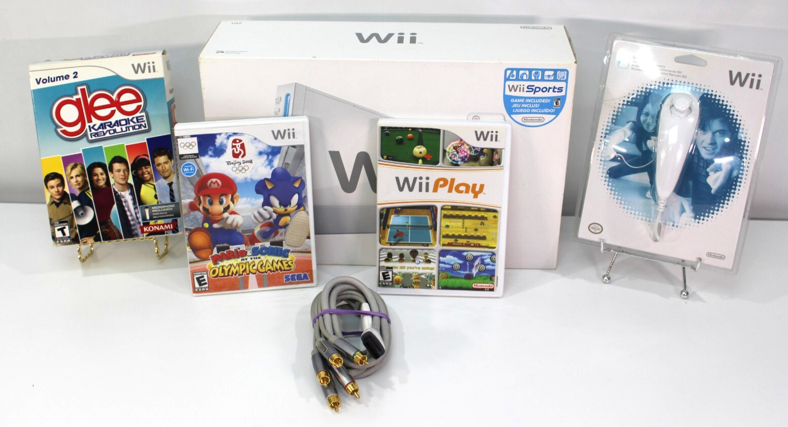 Nintendo Wii Console Lot Set OEM Bundle Video Games CIB Play Sports Glee RVL-001