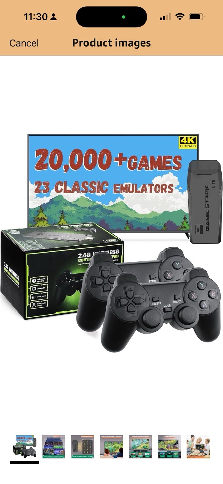 GameStick Game Stick Lite 4K Black Dual Wireless Controllers 23 Emulators