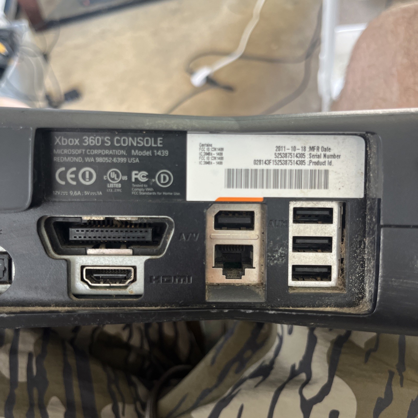 Xbox 360 S Model 1439 CONSOLE Power Supply Works Parental Code Unknown