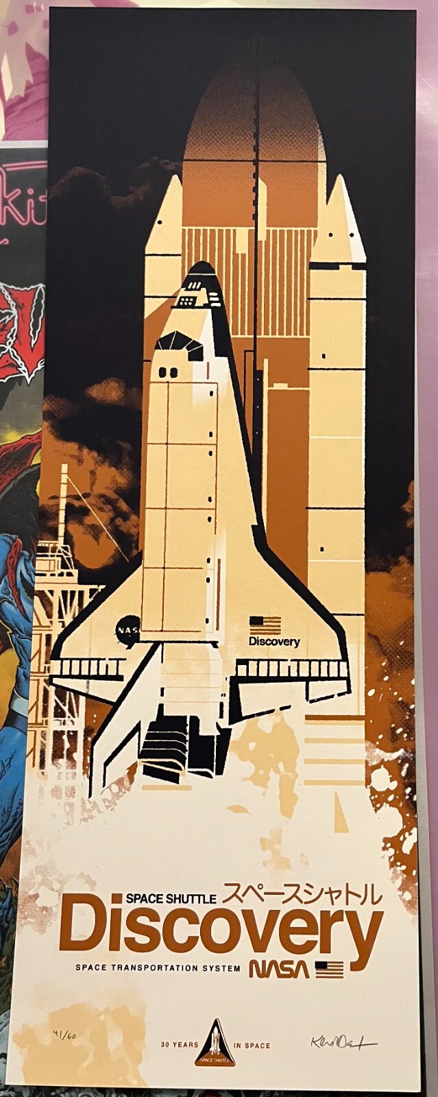 SIGNED Space Shuttle Discovery Kevin Dart Poster Art Print NASA Gallery 1988 LE