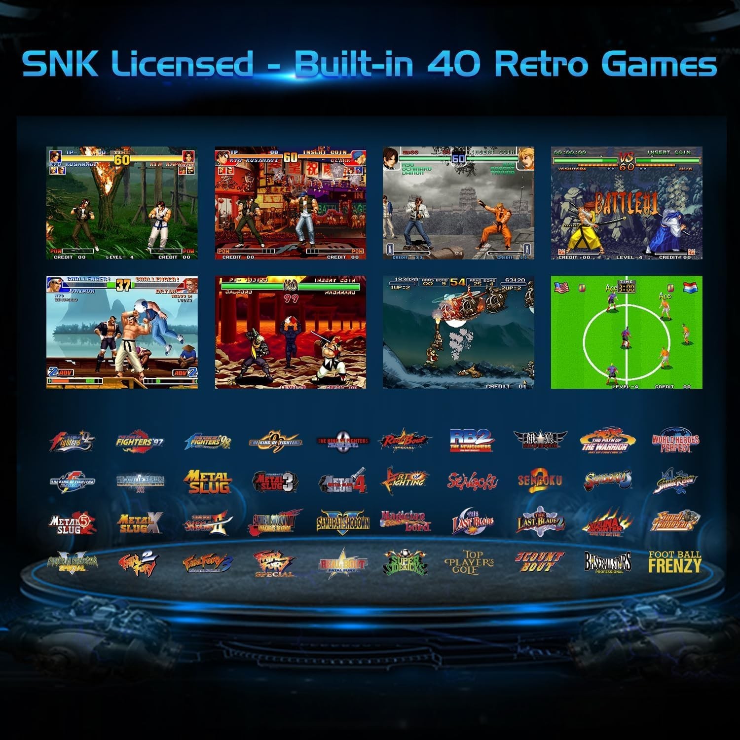 UNICO Retro Pocket Player with 40 SNK Games, King of Fighters, Metal Slug