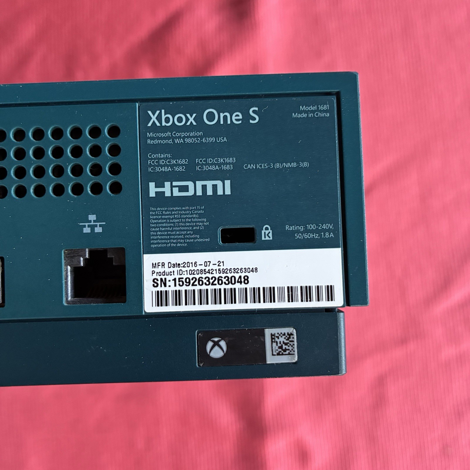 Microsoft Xbox One S 500GB-Deep blue+ Controller + HDMI & Power TESTED & WORKING