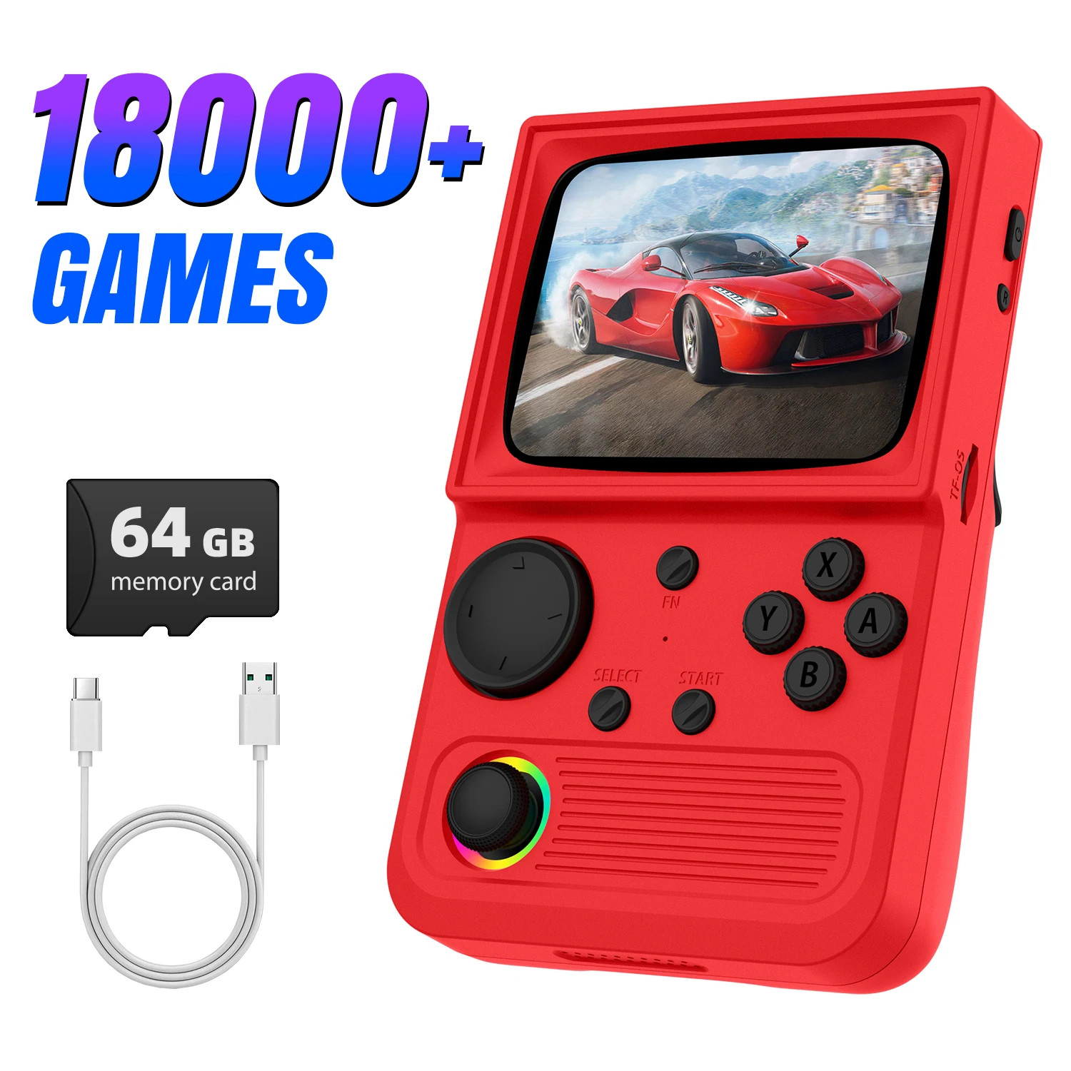 R36T Handheld Game Console supports WiFi 64G/18000+ Games ship from US