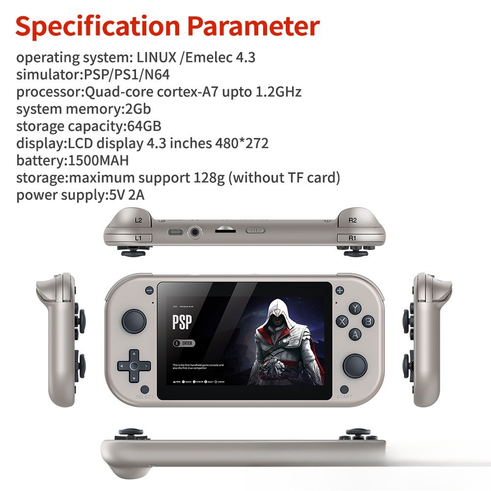 M17 game console horizontal version 4.3-inch screen 128GB with 30000 games