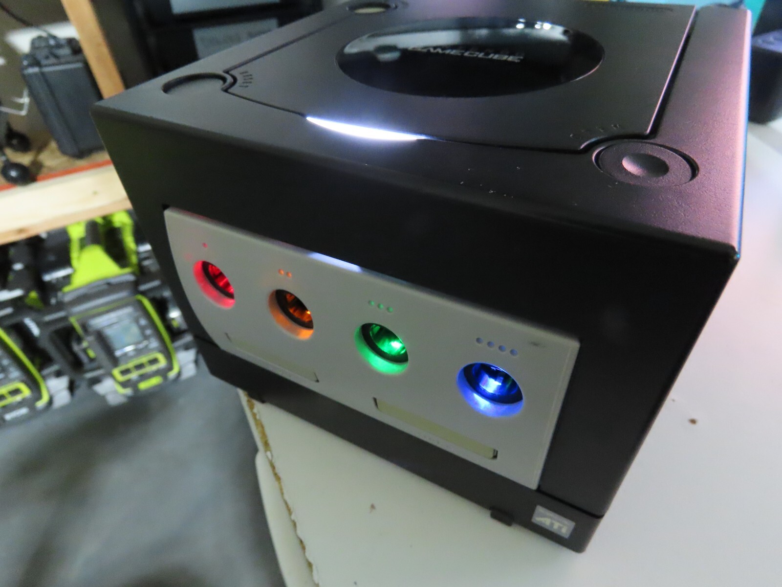 Nintendo GameCube LED Light Mod Modification Controller Port w/ new battery