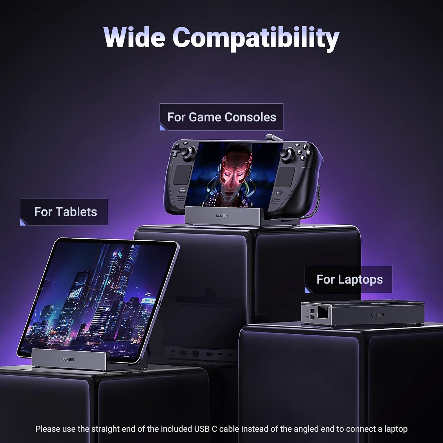 USB C Docking Station 9-in-1 HDMI Ethernet 4K@60Hz USB 3.2 PD 100W for Gaming