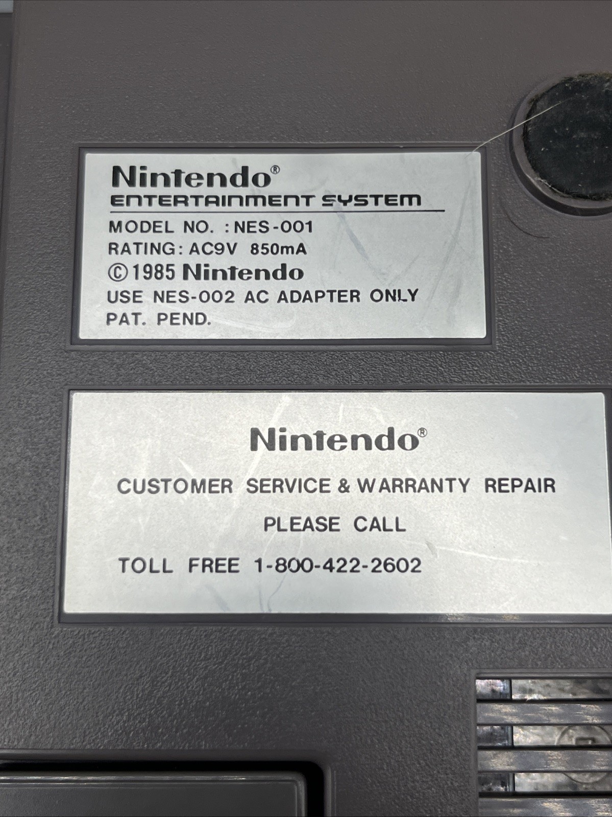 Nintendo Entertainment System NES Console NES-001 w/ AV and Power Cable Tested