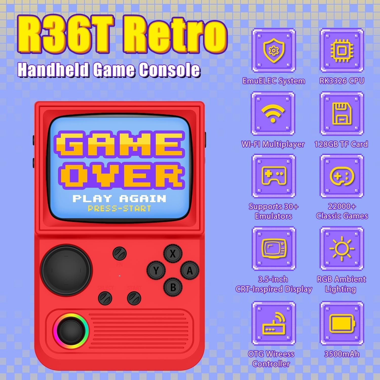 R36T Handheld 64GB 18000 Games 3.5 IPS WiFi Black