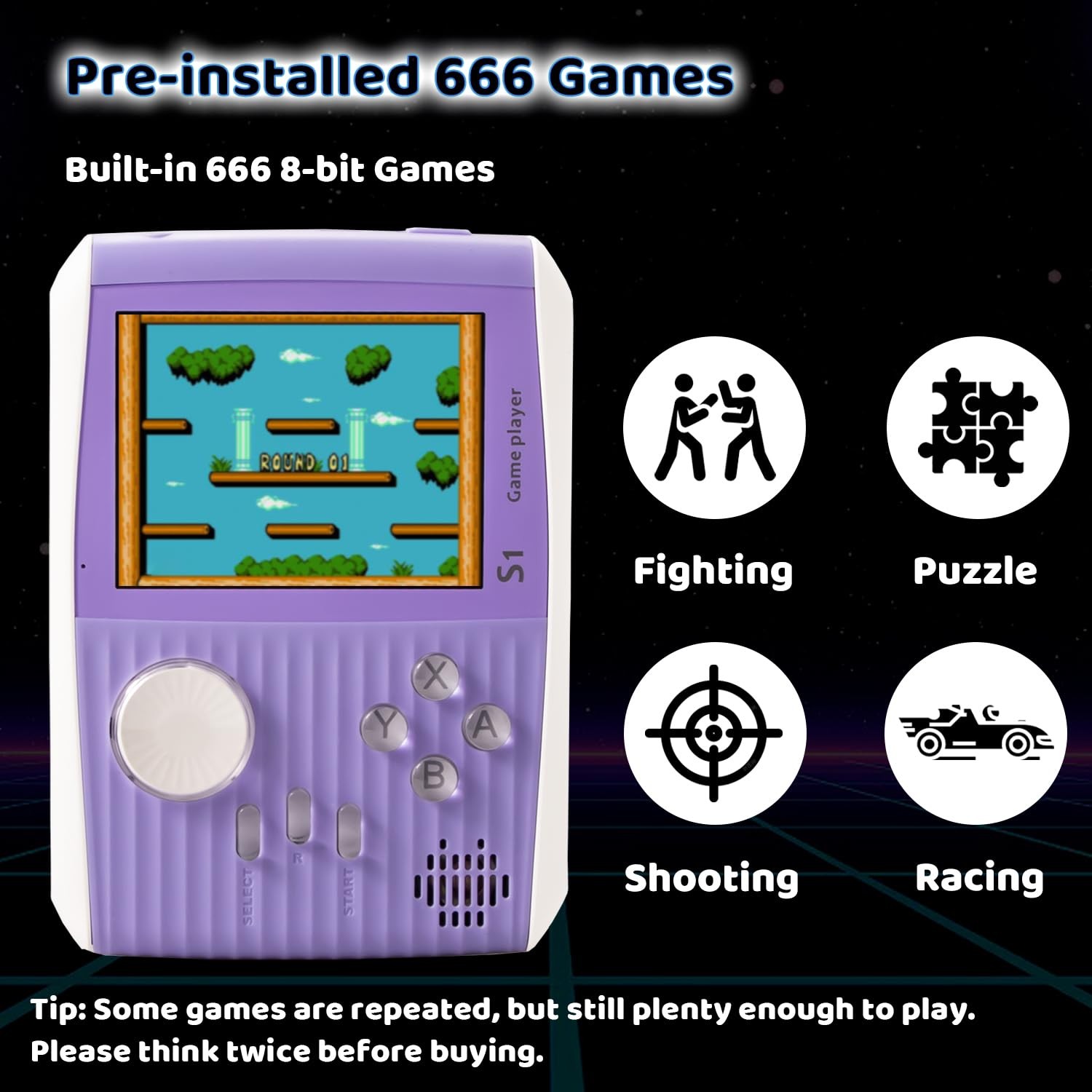 Kid Mini Handheld Retro Games Console Built in 666 Classic Games, Portable Ha…