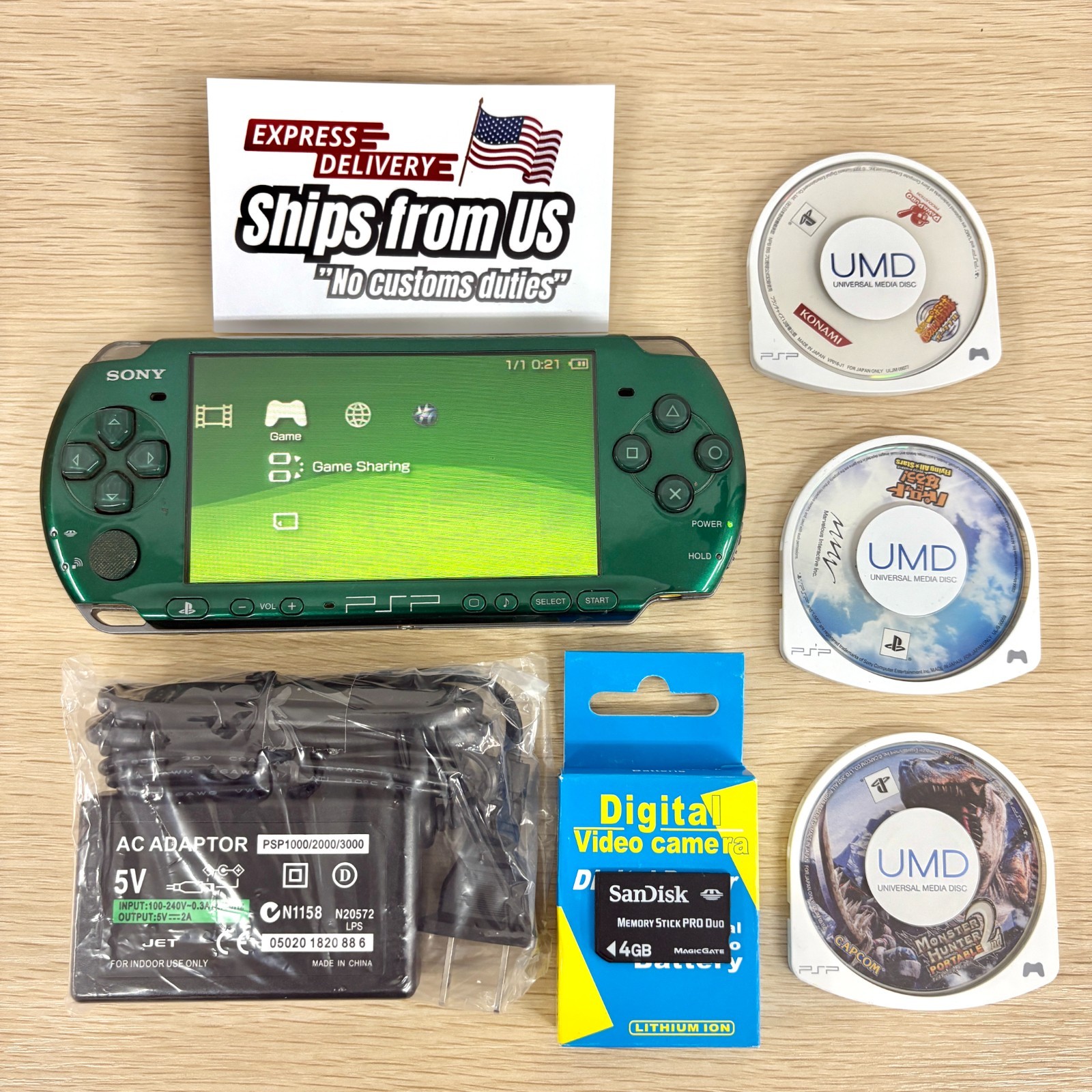 Sony PSP-3000 Console Select /Charger+newbattery+random3games+4G U.S Shipping