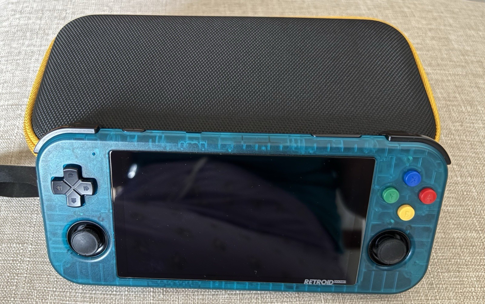 Retroid Pocket 3+ Handheld Gaming Console Complete Transparent Teal-Blue w/Case